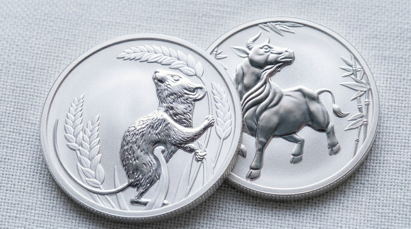 Zwei Silber-Anlagemünzen mit Tiermotiven aus dem Sortiment von Precious Platinum