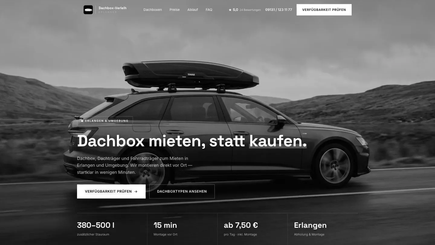 Dachbox Verleih Erlangen – Website