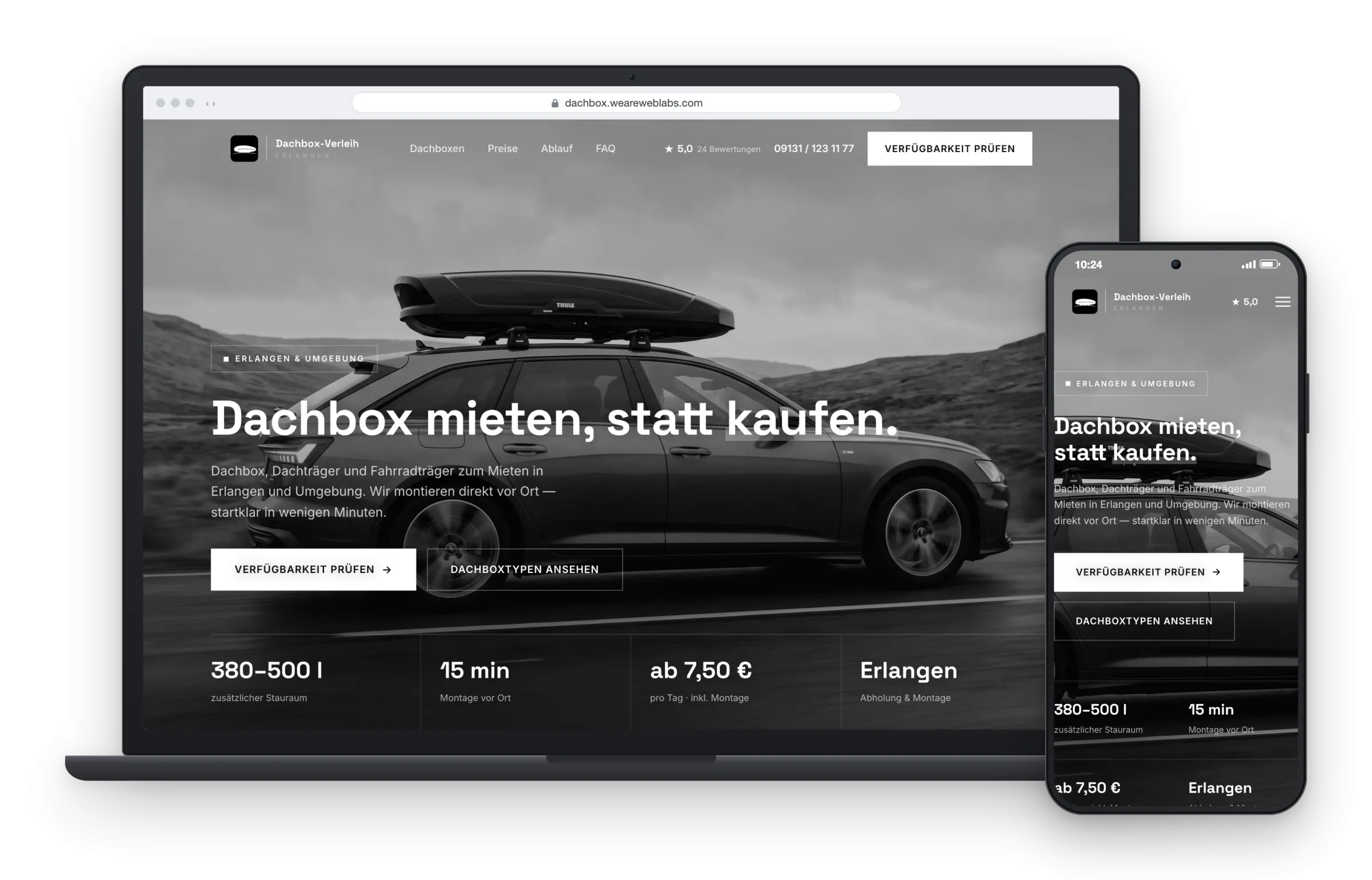 Dachbox Verleih Erlangen auf Desktop und Smartphone