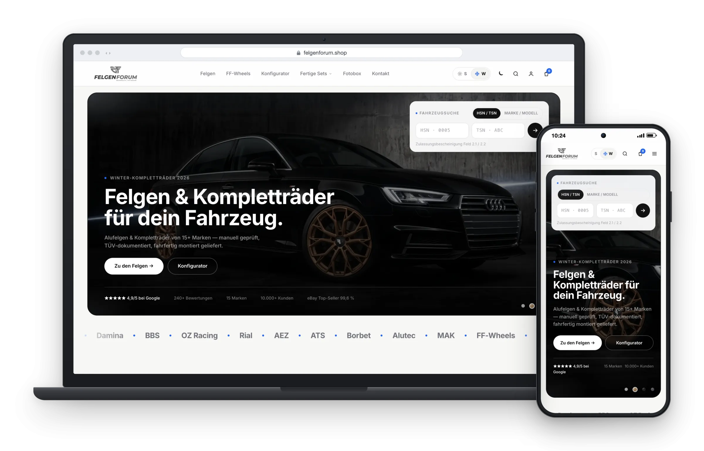 Felgenforum auf Desktop und Smartphone
