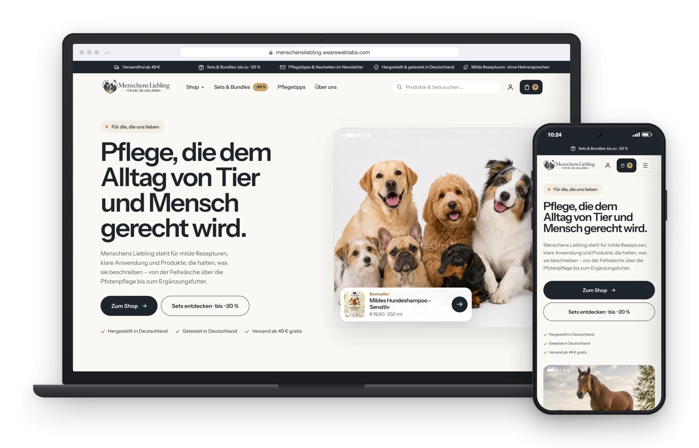 Menschensliebling auf Desktop und Smartphone