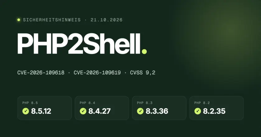 PHP2Shell: sichere PHP-Versionen 8.5.12, 8.4.27, 8.3.36 und 8.2.35
