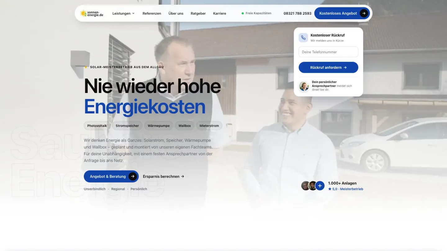 Startseite von Sonnen-Energie