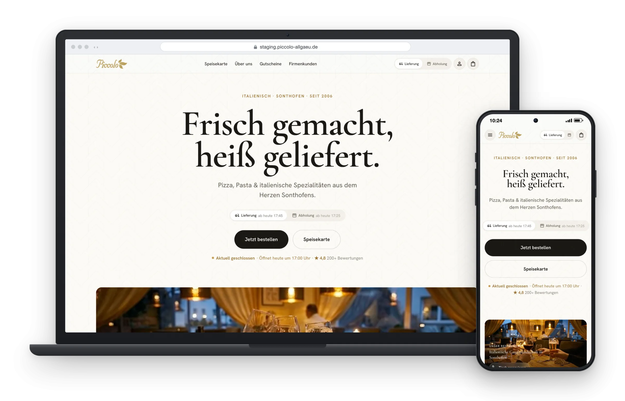 Piccolo Allgäu auf Desktop und Smartphone